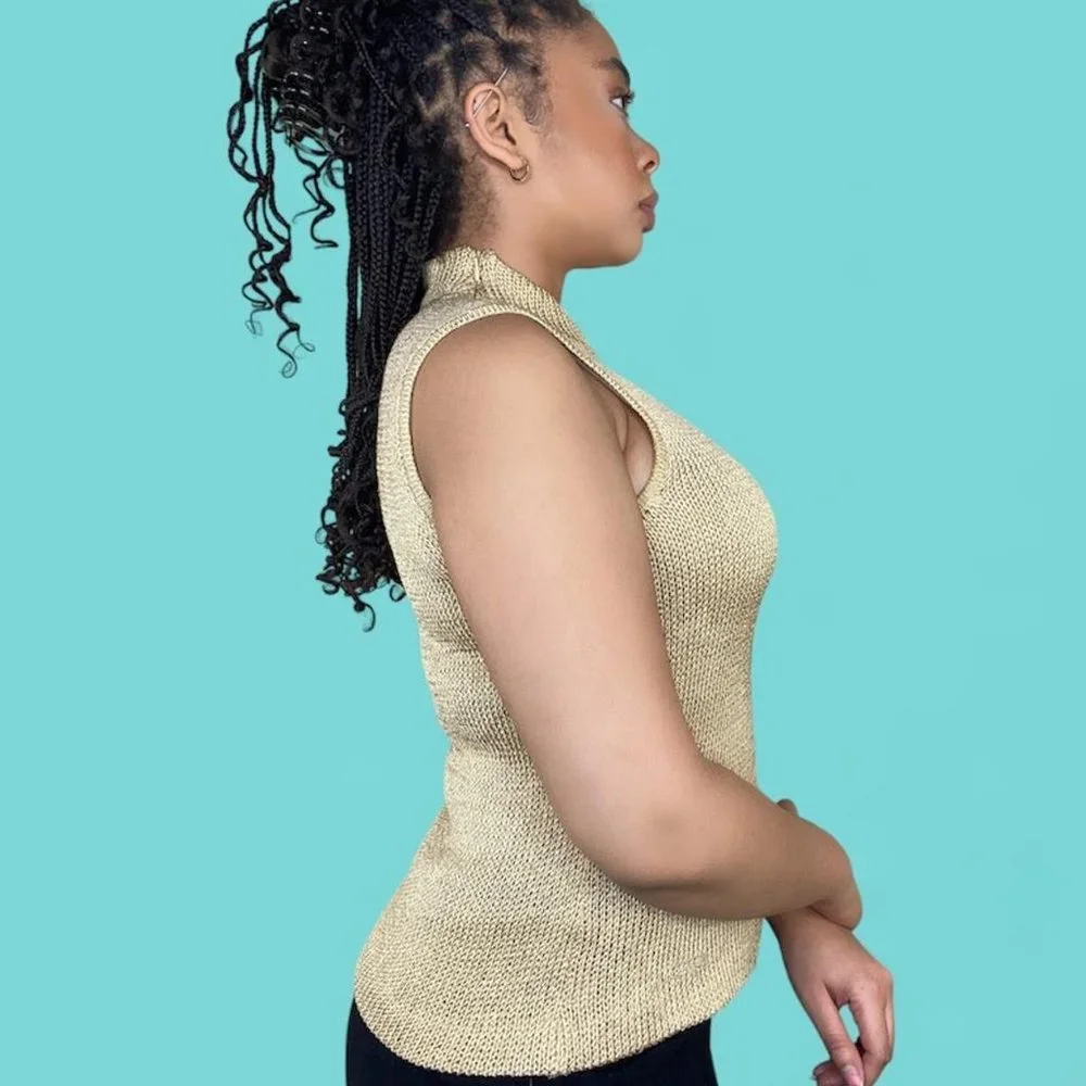 Vintage 80s/90s Sparkly Knit Turtleneck Vest - Picture 3 of 4